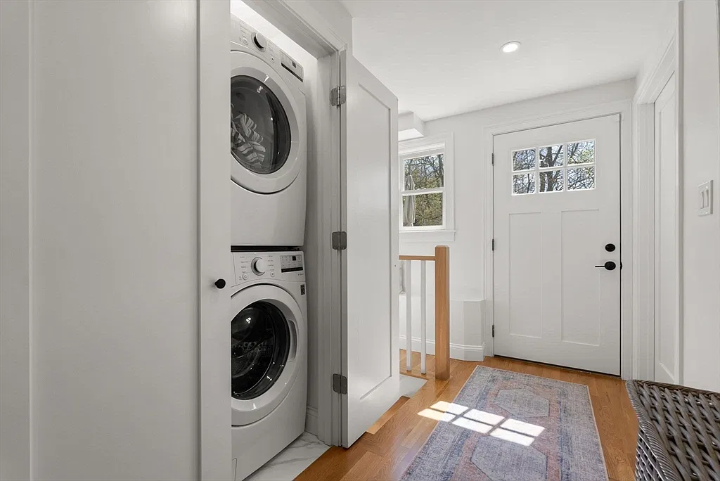 Stacked washer and dryer in the Amesbury home